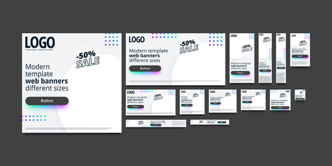 Web banners template in different sizes. Google КМС and DV360.