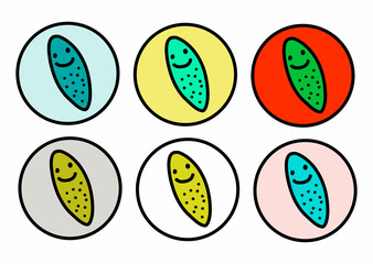 Set of vibrant cucumbers icon in cartoon doodle style