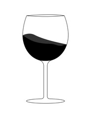 glass of red wine.  wine glass icon or silhouette. Alcohol symbol. Vector illustration.