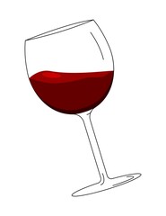 glass of red wine.  wine glass icon or silhouette. Alcohol symbol. Vector illustration.