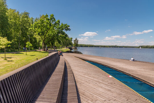 Paprocany lake waterfront promenade  in Tychy