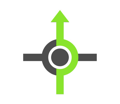 rond-point tout droit venant d'en bas symbole flèche verte