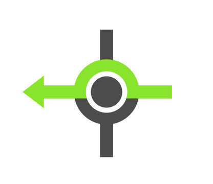 rond-point tout droit venant de droite symbole flèche verte