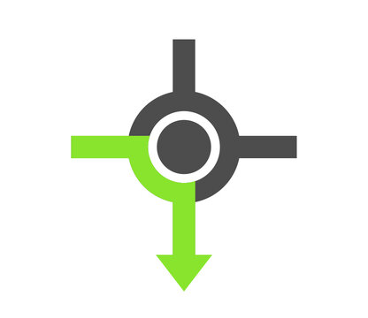 rond-point tourne à droite venant de gauche symbole flèche verte