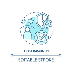 Host immunity turquoise concept icon. Pandemic preparedness preclinical research abstract idea thin line illustration. Isolated outline drawing. Editable stroke. Arial, Myriad Pro-Bold fonts used