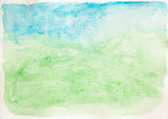 Abstract green and blue watercolor paint background texture close up