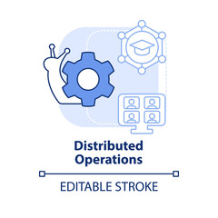 Distributed operations light blue concept icon. Issue in higher education abstract idea thin line illustration. Isolated outline drawing. Editable stroke. Arial, Myriad Pro-Bold fonts used