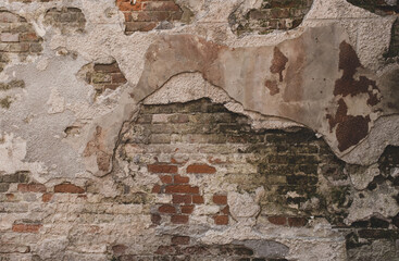 Naklejka premium Brown stone wall texture. Grunge style background