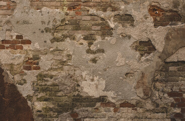 Brown stone wall texture. Grunge style background. Banner 