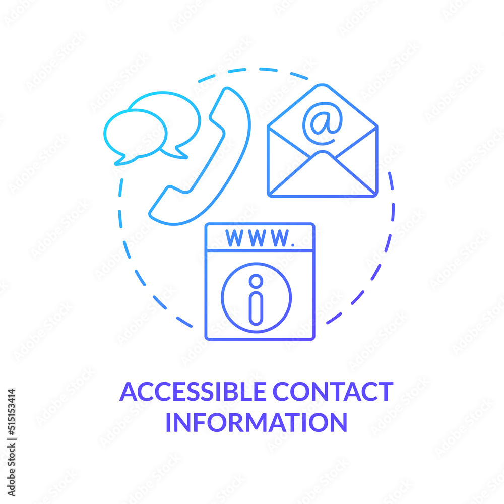 Poster accessible contact information blue gradient concept icon. quality of good website abstract idea thi