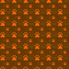 Orange Cat Head with a Cat's Paw - Seamless Texture