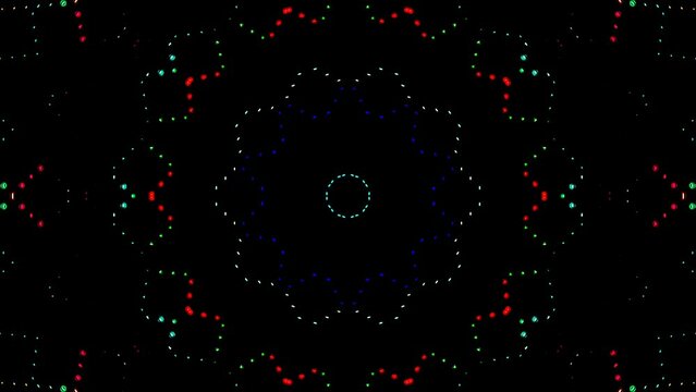 Abstract background moving stripes and flashing with shining light dots. Animation with circles