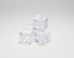 White ice cube, Ice block, Isolated ice cubes set