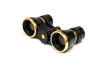 Vintage binoculars isolated on white background