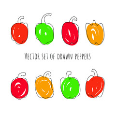 Vector set of drawn peppers
