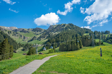 Fototapeta na wymiar Hiking pass and Gondola from Grindelwald to First mount, Switzerland.