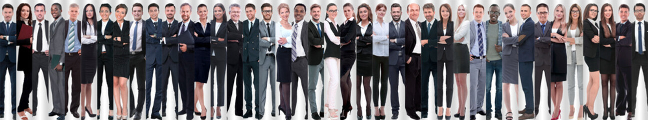 panoramic collage of a large and successful business team