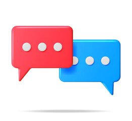 Naklejka premium 3D Red and Blue Blank Speech Bubble