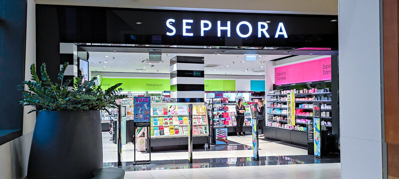 POLAND, BYDGOSZCZ - April 6, 2022: Sephora - chain of perfumery and cosmetics stores. Shop