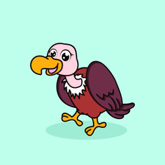 Cute vulture cartoon. Vector illustration character