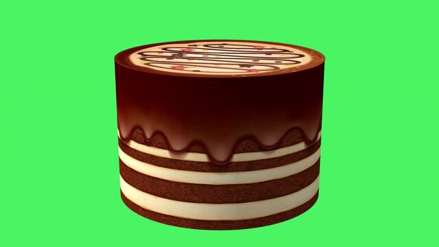 chocolate cake on the green background 