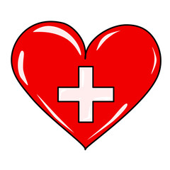 Obraz premium Heart with a cross in the middle