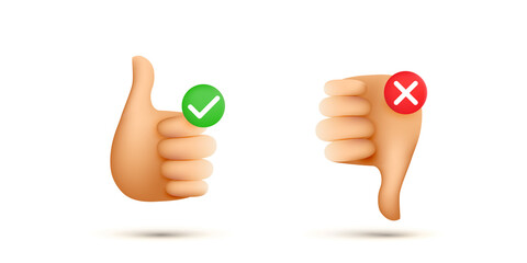 Thumb up and down sign icon illustration