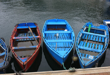 small typical boats in Luarca, Asturias