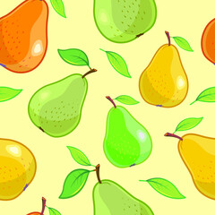 Pear. Vector fruit pattern, print, design, background.