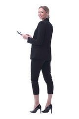 in full growth. young businesswoman with documents