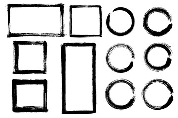 Vector grunge frame. Black brush strock elements box for text.