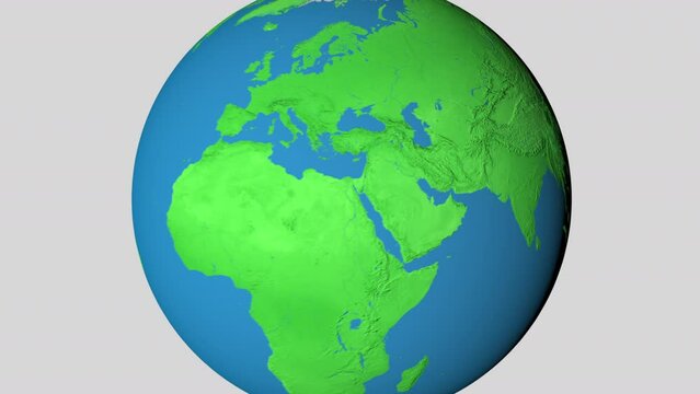 Seamless looping animation of the earth zooming in to the 3d map of Tajikistan with the capital and the biggest cites in 4K resolution