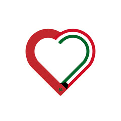 unity concept. heart ribbon icon of morocco and kuwait flags. vector illustration isolated on white background