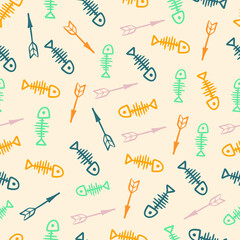 Seamless pattern with abstract colors, dots, lines. Vector illustration. Children's textiles