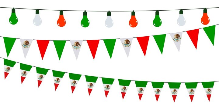 3D Garlands of Mexico on a white background