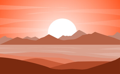 Fototapeta na wymiar sunset in the mountains flat vector illistration