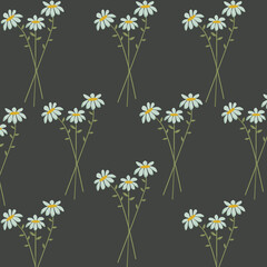 seamless floral pattern of white stunning daisies 