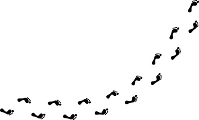 Human footprints tracking path on white background, Shoes trail track vector illustrations
