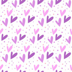 Seamless pattern with purple hearts.