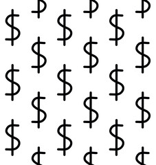 Vector seamless pattern of hand drawn doodle sketch dollar sign isolated on white background