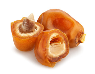 sliced date fruit path isolated on white