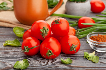 cherry tomato on wood background
