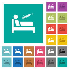 Vaccination ward square flat multi colored icons
