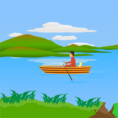 man boating on the lake