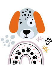 A set of vector cute dog drawings. A collection of cartoon puppy characters design with flat color. A set of funny pets isolated on a white background. Baby dog characters