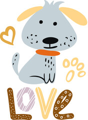 A set of vector cute dog drawings. A collection of cartoon puppy characters design with flat color. A set of funny pets isolated on a white background. Baby dog characters