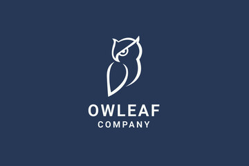 Owl with leaf wing logo design vector illustration.