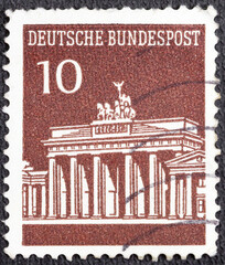GERMANY- CIRCA 1965: stamp printed by Germany, shows Brandenburg Gate, circa 1965.