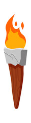 Medieval torch with fire flame. Vector illustration