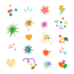 Vector colorful modern set with hand drawn doodle abstract design elements. Can be used for design greeting cards, poster, card, packaging paper design,